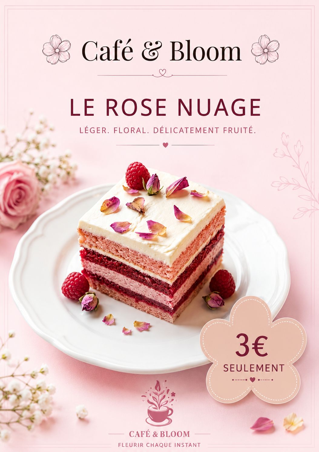 patisserie rose nuage